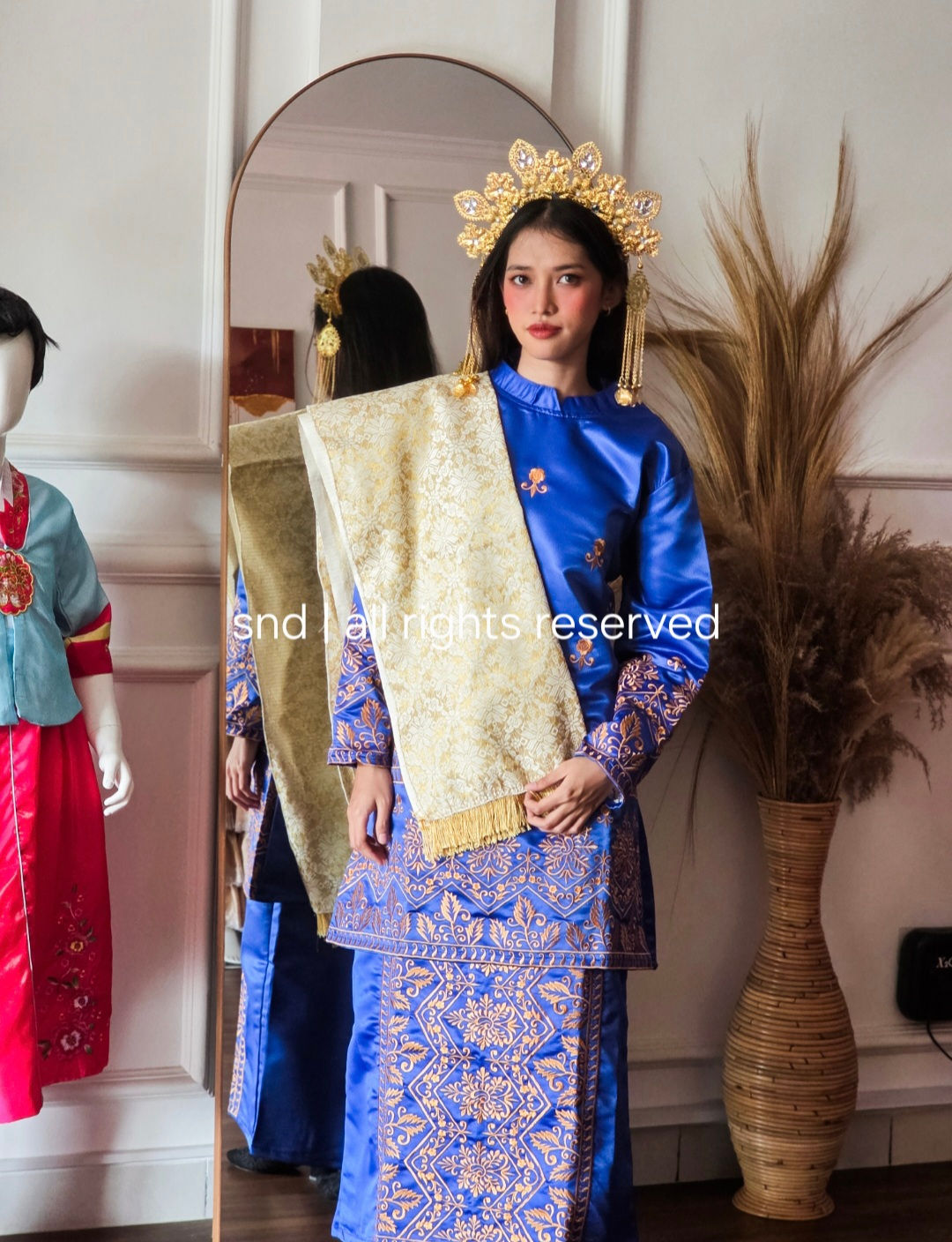 Baju Adat Premium - Riau Wanita Biru (Set)
