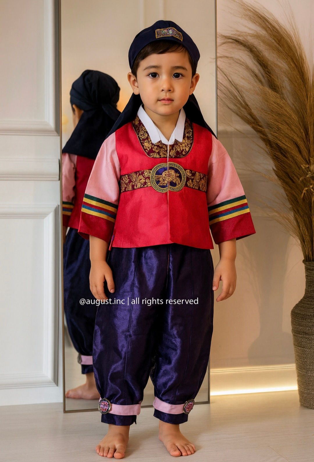 Kostum Internasional Anak - Hanbok Korea Purple Red [usia 3-4th] 