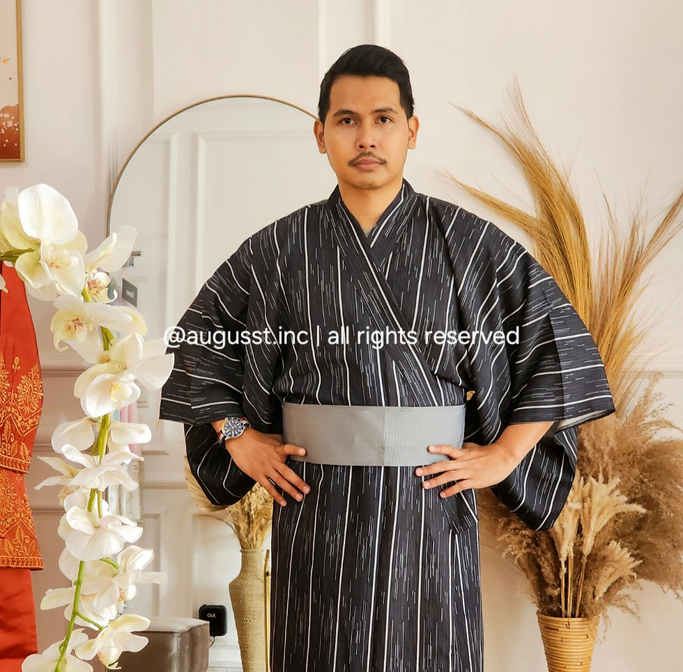 Kostum Internasional - Kimono Jepang Pria Dark Gray