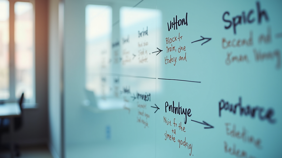 Close-up view of a digital whiteboard showing a value stream map