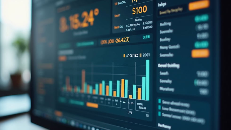 Close-up view of a computer screen showing billing data and job costing details