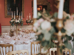 table flowers gold candelabras Holdenby