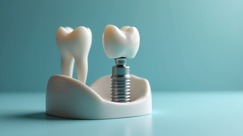 Close-up view of dental implant model