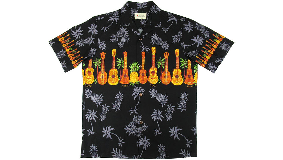 Cotton 100% Black Ukulele Aloha Shirt [CH-14]