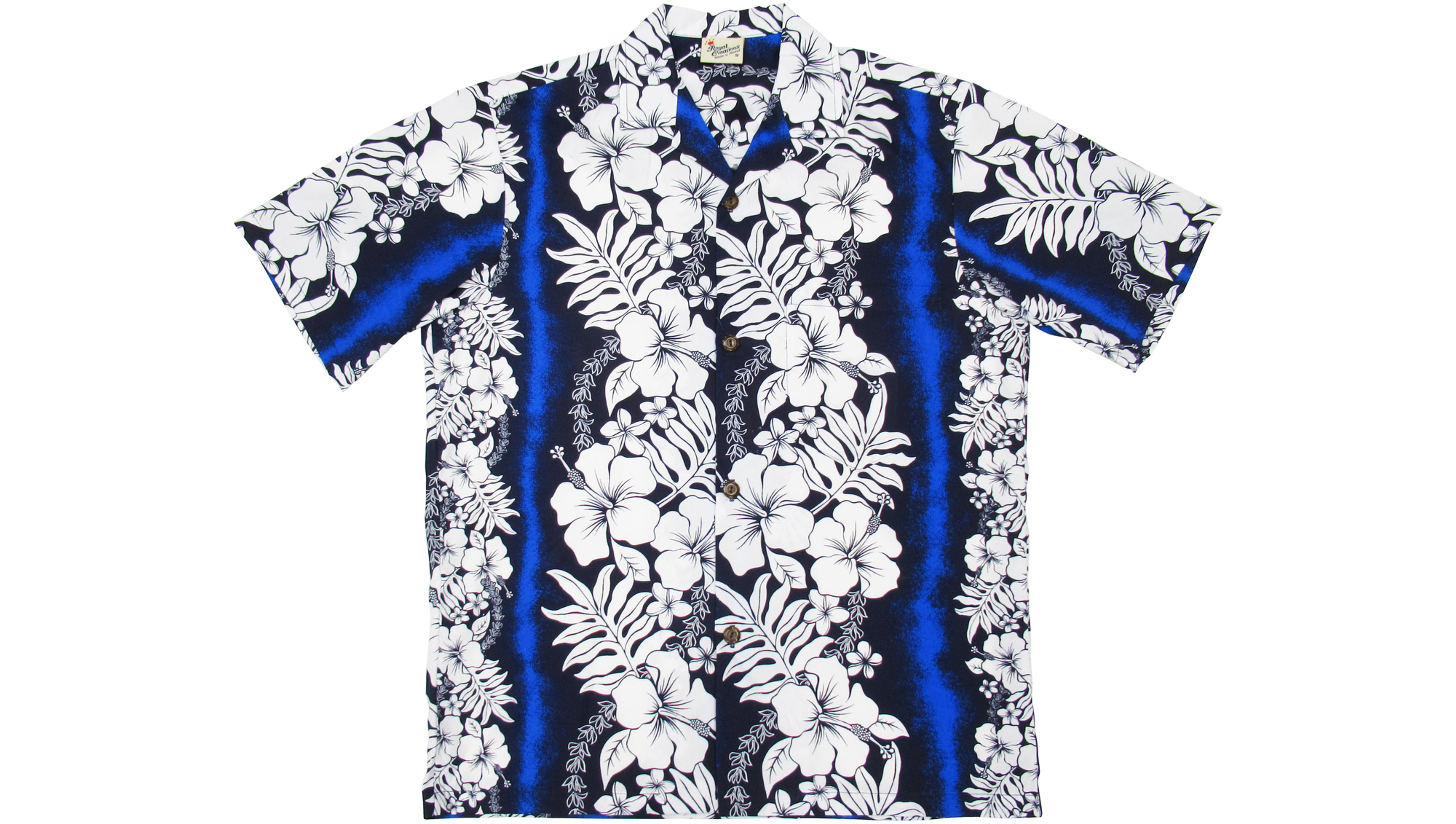 Poly-Cotton Blue Aloha Shirt [T-01]