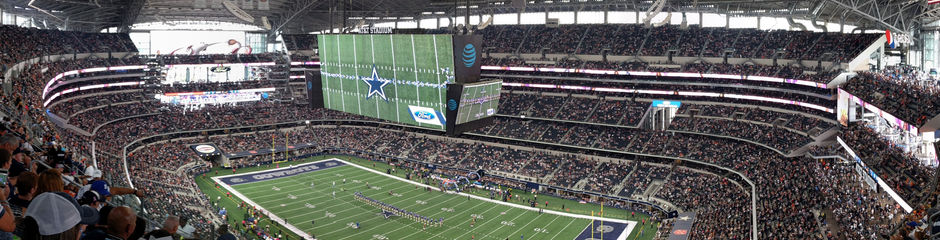 Panoramic view inside AT&T Stadium during a Dallas Cowboys home game