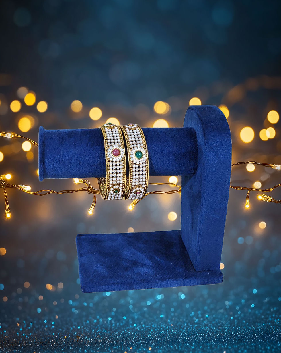 White pearl & Green AD stone bangle