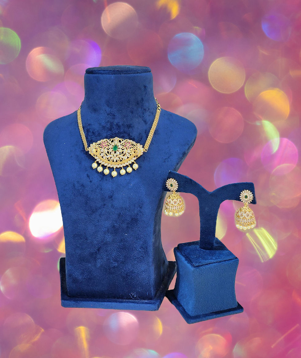 AD Stone Pearl Necklace