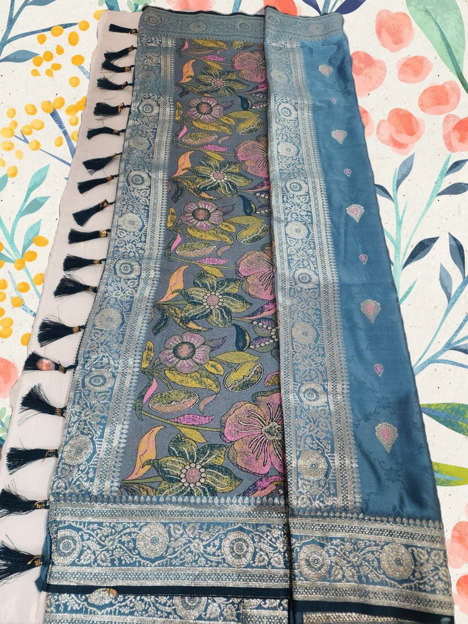 Thumbnail: Silk Saree with Digital print Pallu