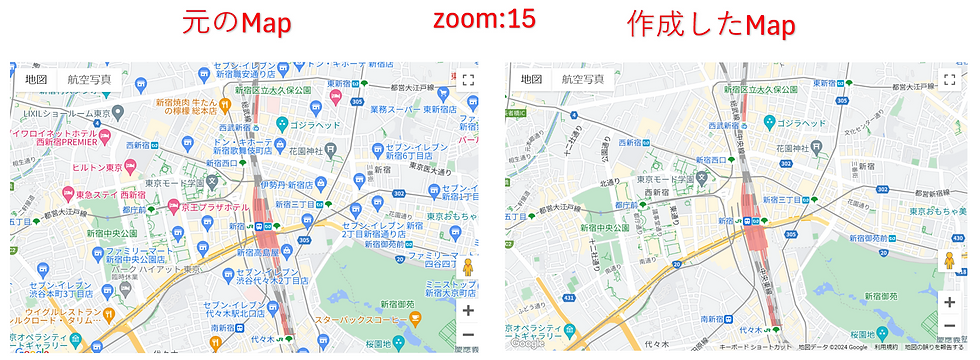 新宿駅周縁の商業施設表示をオフに、Zoom15で表示した画像