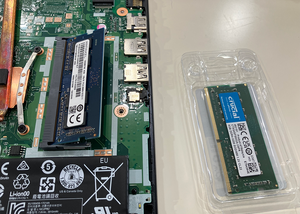 、DDR4 SO-DIMM対応の8GBのメモリを増設