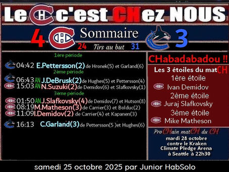 Victoire du Canadien de Montréal 4 à 3 contre les Canucks à Vancouver