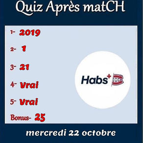 Quiz d'après match contre les Flames à Calday (22 octobre)