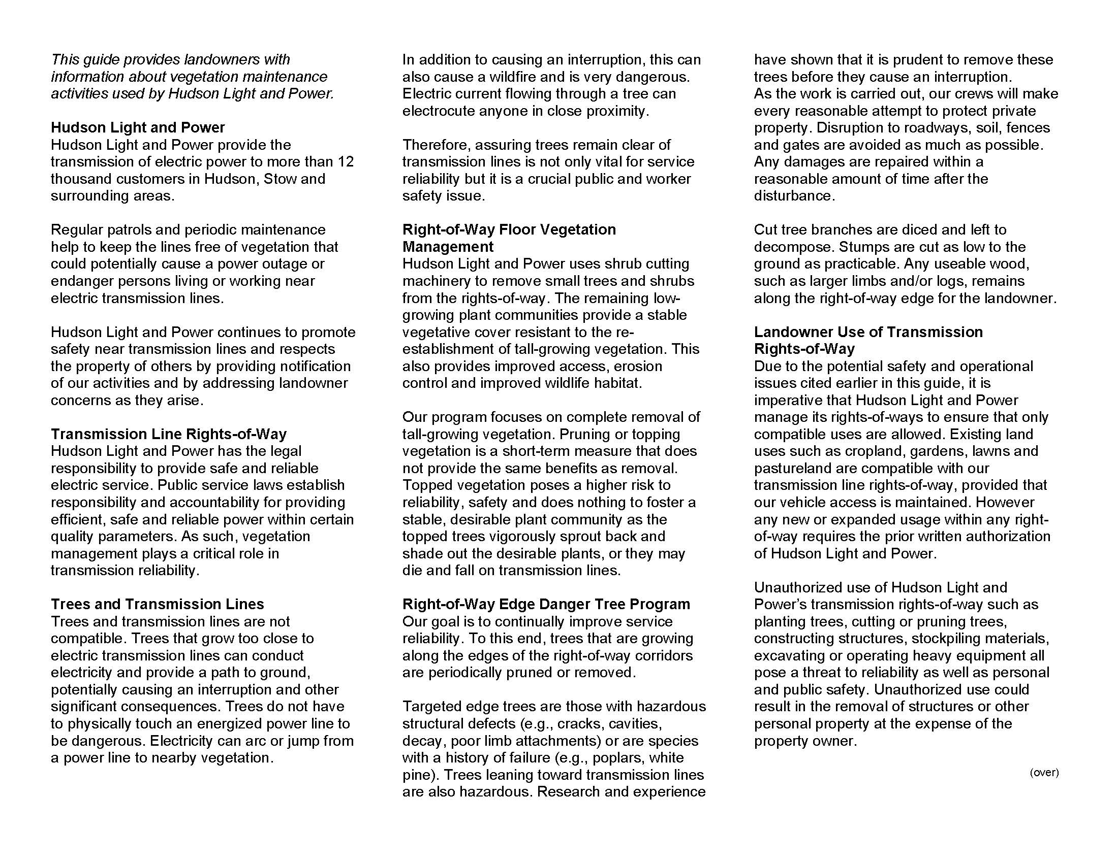 Residential Hudson Light & Power