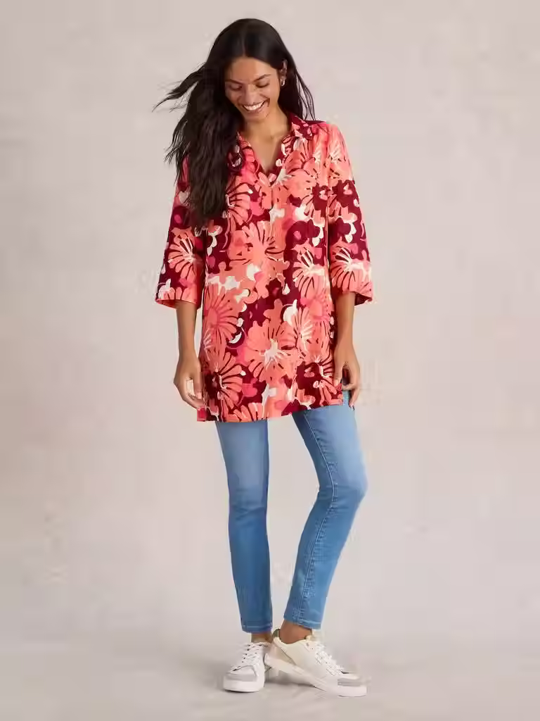 WHITE STUFF - Tunique en lin Blake RED PRINT