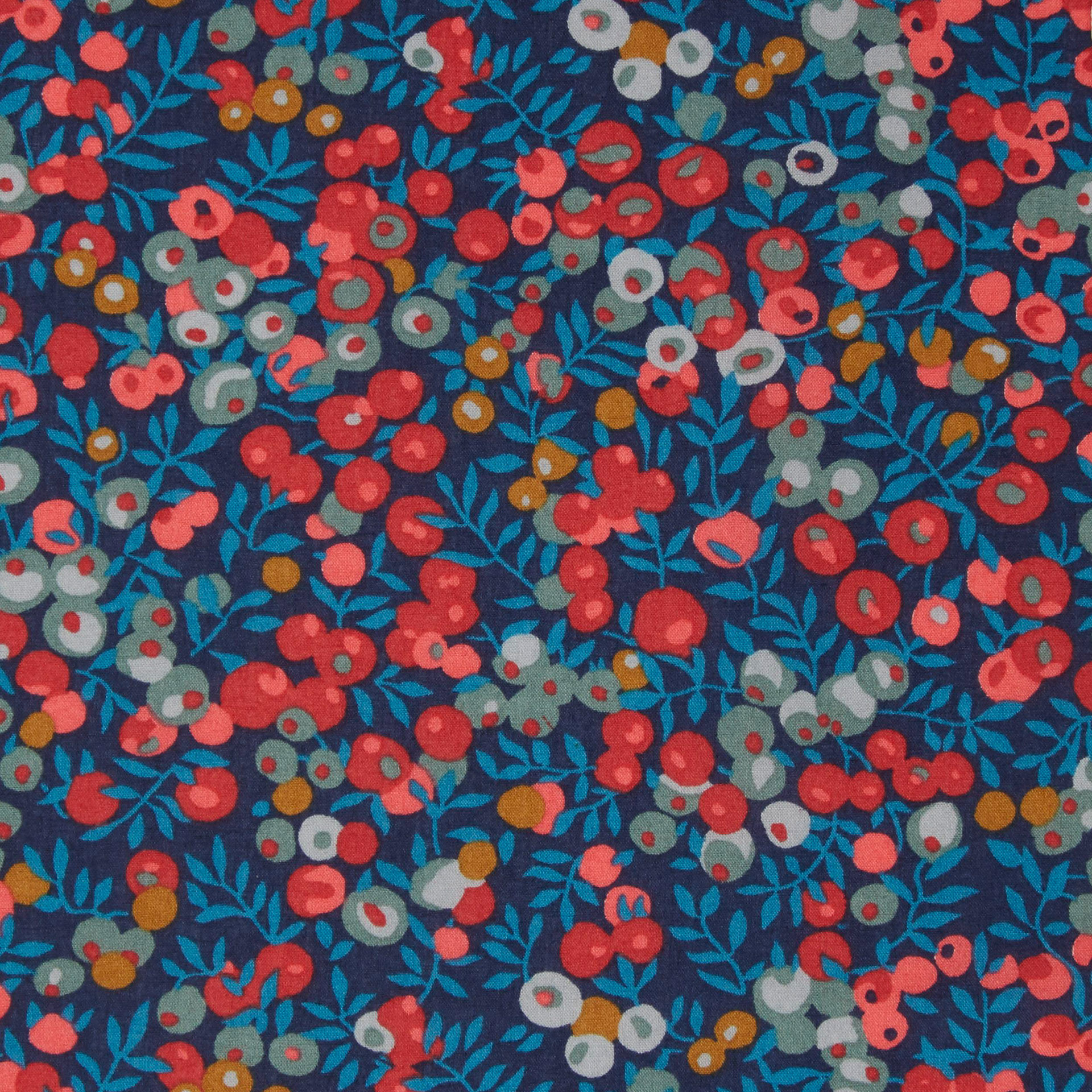 Tissu Liberty Fabrics Tana Lawn - WILTISHURE bleu et rouge x10 cm