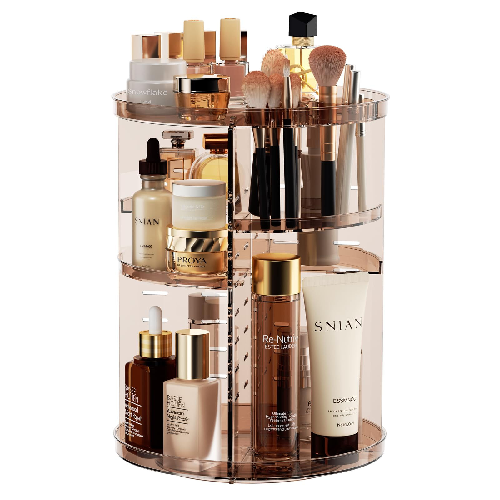 Rotating Makeup Organizer with Adjustable Trays