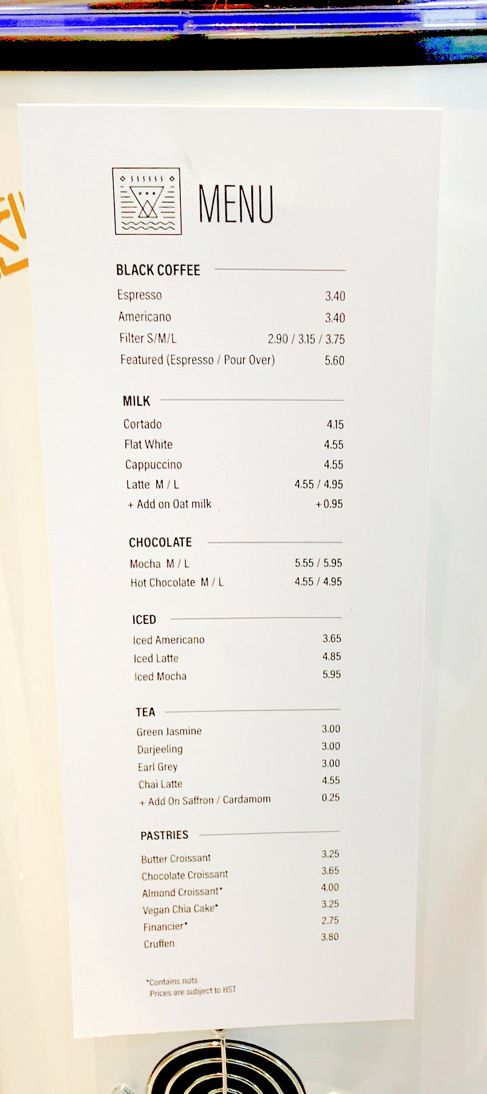Third Wave Coffee Toronto menu