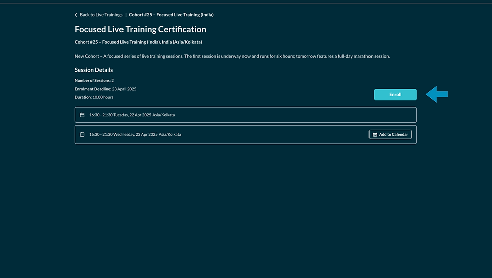 enrol in a live training