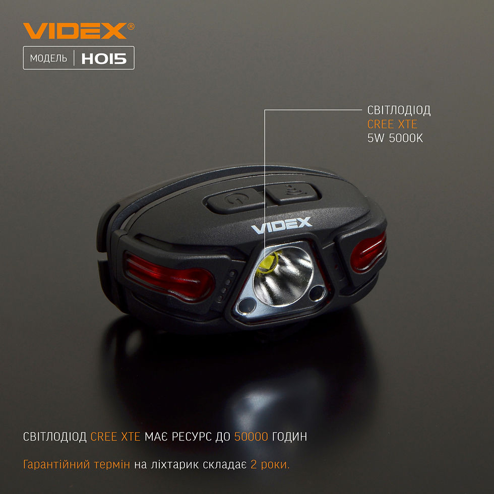 Прев'ю: Налобний світлодіодний ліхтарик VIDEX VLF-H015 330Lm 5000K