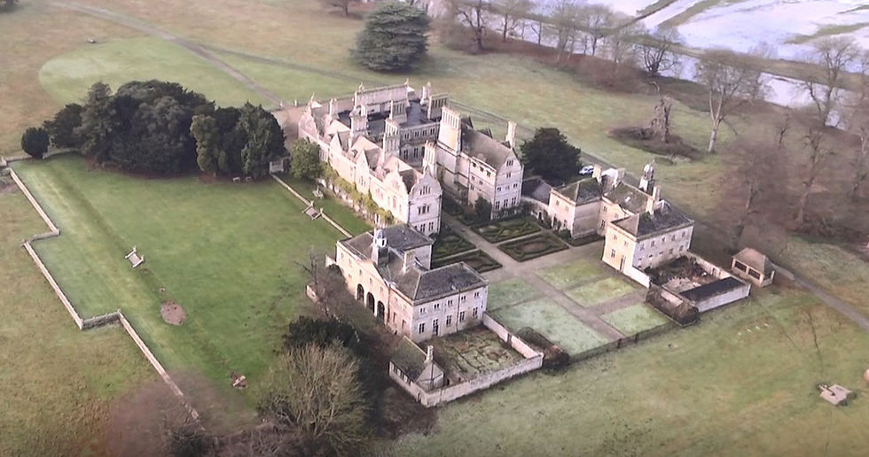 Lilford Hall from the air.