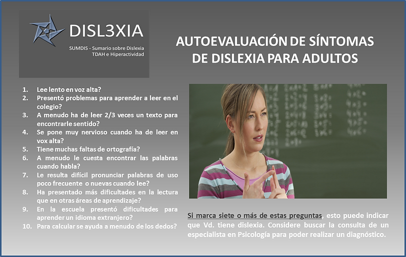 Auto test de Dislexia para adultos