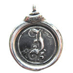 Thumbnail: Sterling silver wax seal initial pendant 1"