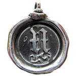 Thumbnail: Sterling silver wax seal initial pendant 1"