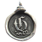 Thumbnail: Sterling silver wax seal initial pendant 1"