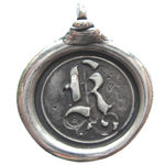 Thumbnail: Sterling silver wax seal initial pendant 1"