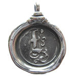 Thumbnail: Sterling silver wax seal initial pendant 1"
