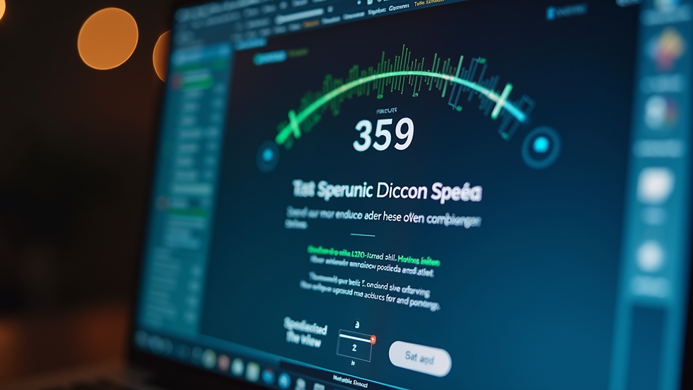 Close-up of a website speed test result on a computer screen