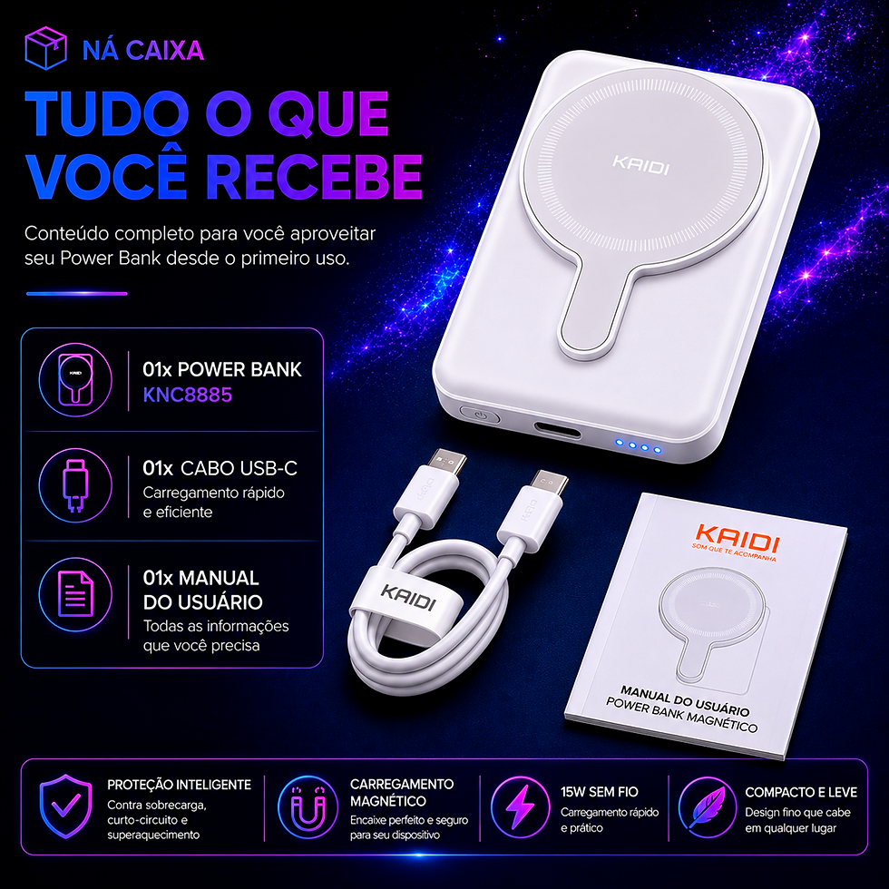Miniatura: Power Bank Magnético Kaidi KNC8885 5000mAh
