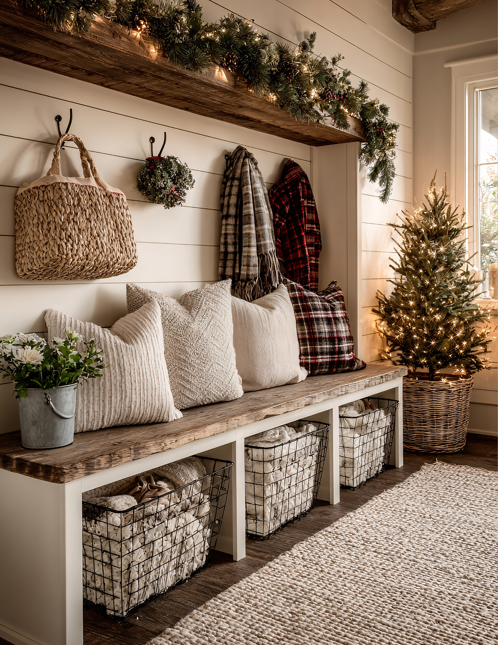 A cozy entryway for a house during the holiday.
