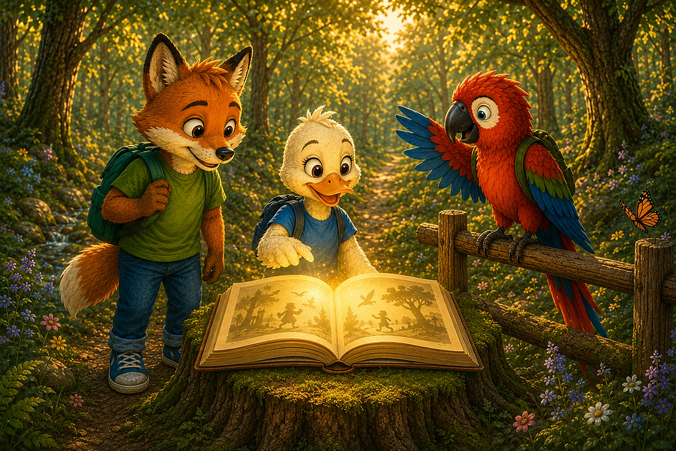 All three friends are fully engaged with embracing the story's emotions, actions, and growing themselves.