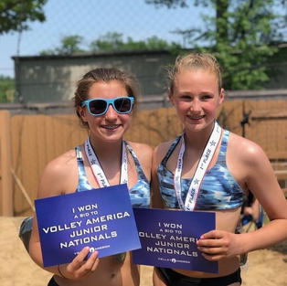 Mila and Chelsea Winning a bid to the VolleyAmerica Nationals.jpeg