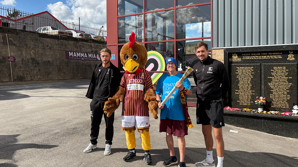 The Baton of Hope visited the University of Bradford Stadium, and was met by City players, Foundation staff and Billy Bantam.