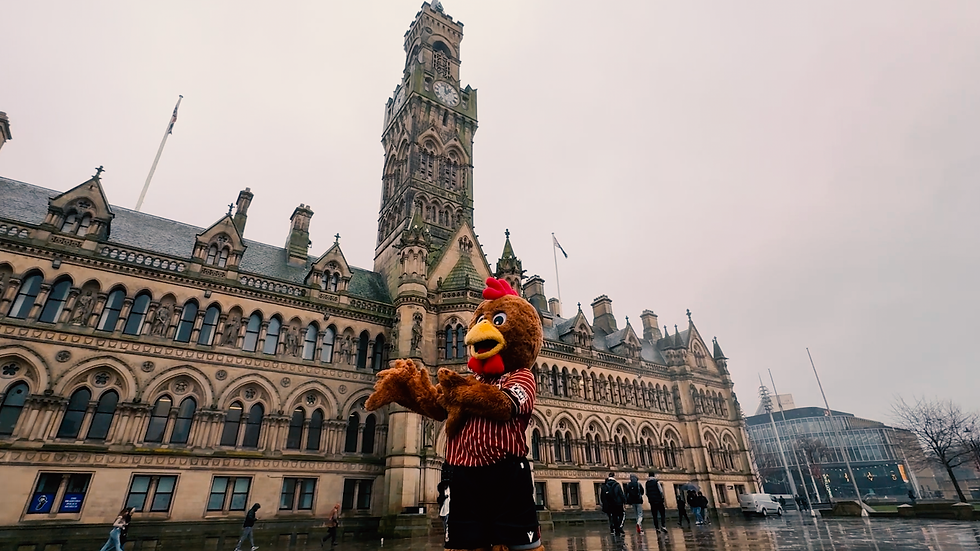 The 'Who's Billy Bantam?' campaign sees the famous mascot visit local Bradford landmarks.