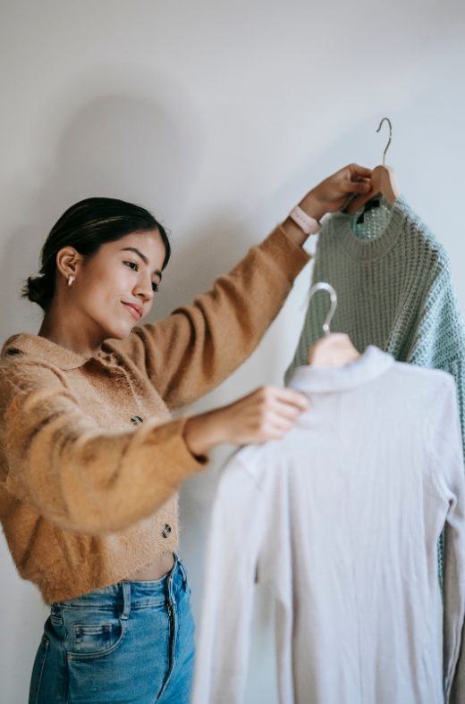 Woman choosing outfit