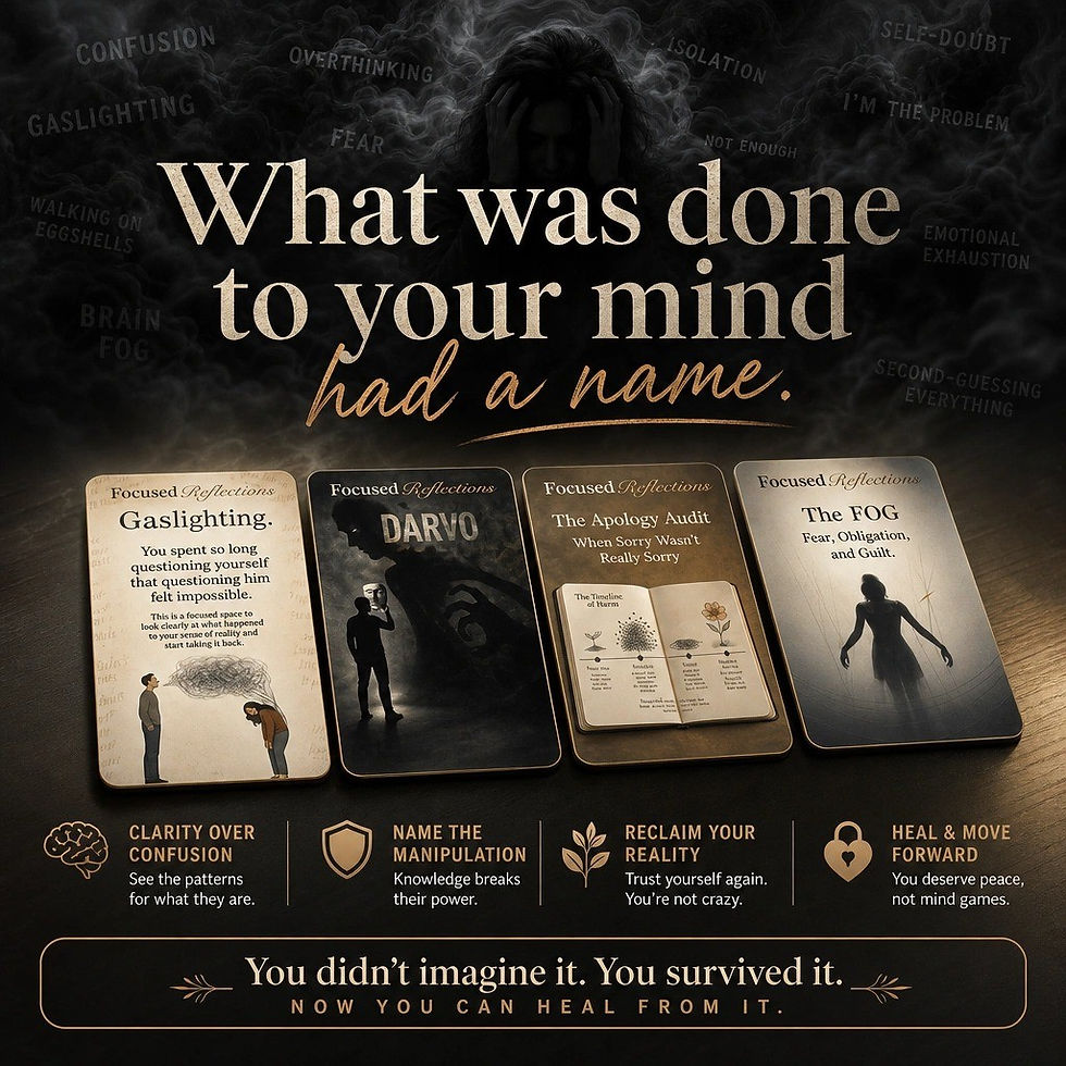 The Clarity Bundle cards explaining psychological manipulation.