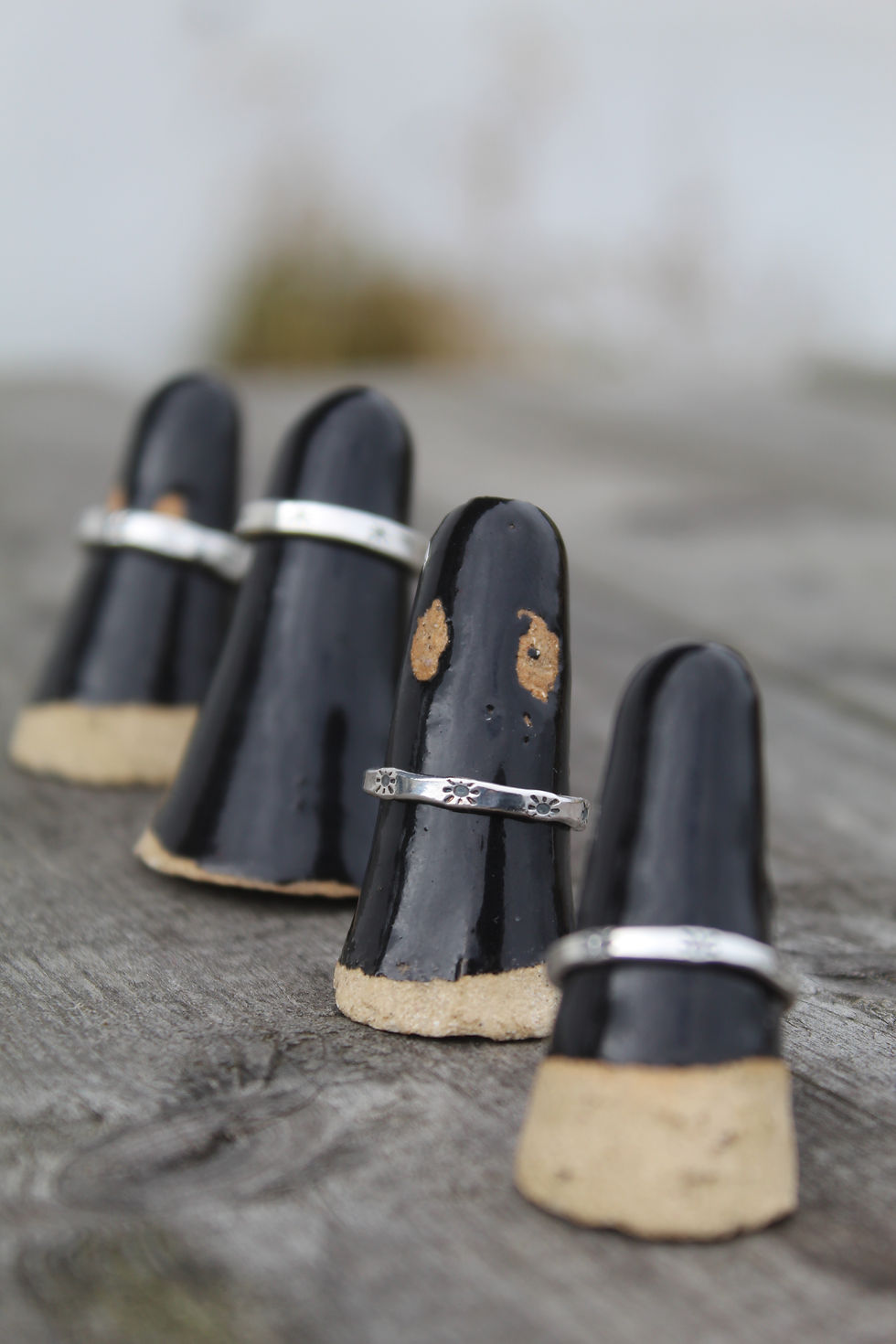 Thumbnail: Little Suns Recycled Sterling Silver Stacking Rings