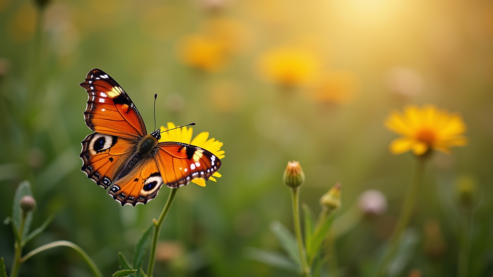 Close-up view of a vibrant butterfly resting on a leaf in the morning light