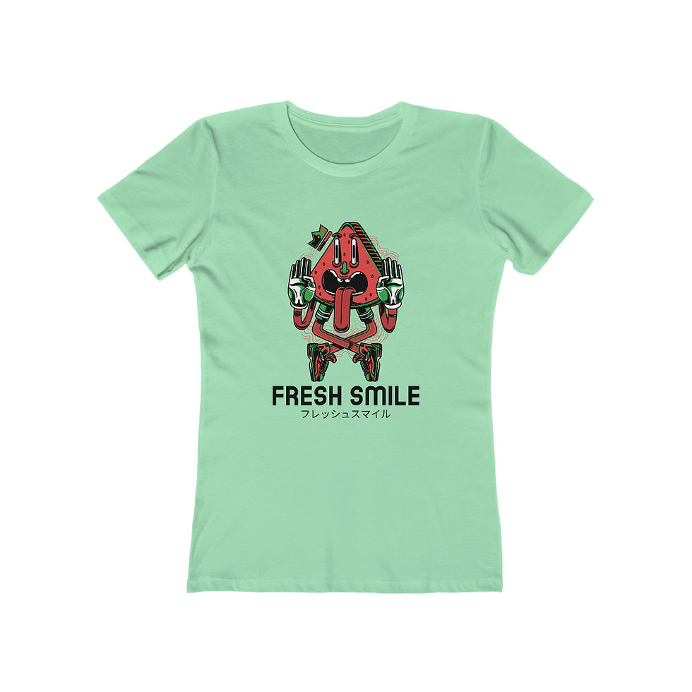 Miniatura: 'Fresh Smile' by Snuffbox Women's The Boyfriend Tee