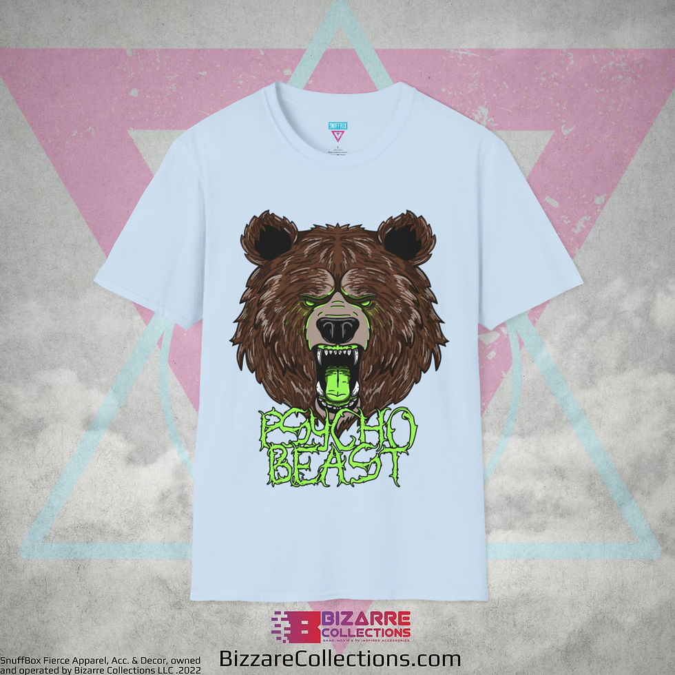 Thumbnail: 'Psycho Beast Bear' by Snuffbox Unisex Softstyle T-Shirt