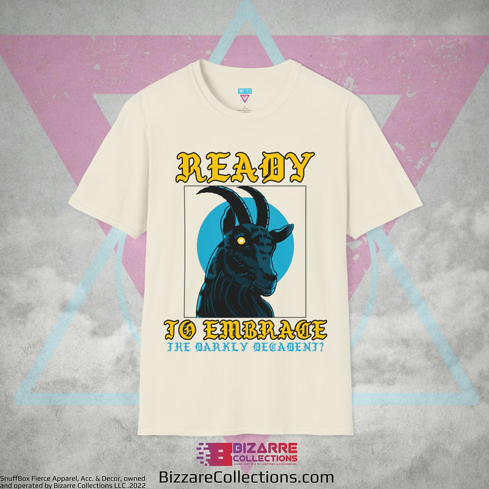 Thumbnail: 'Ready to Embrace the Darkly Decadent' by Snuffbox Unisex Softstyle T-Shirt