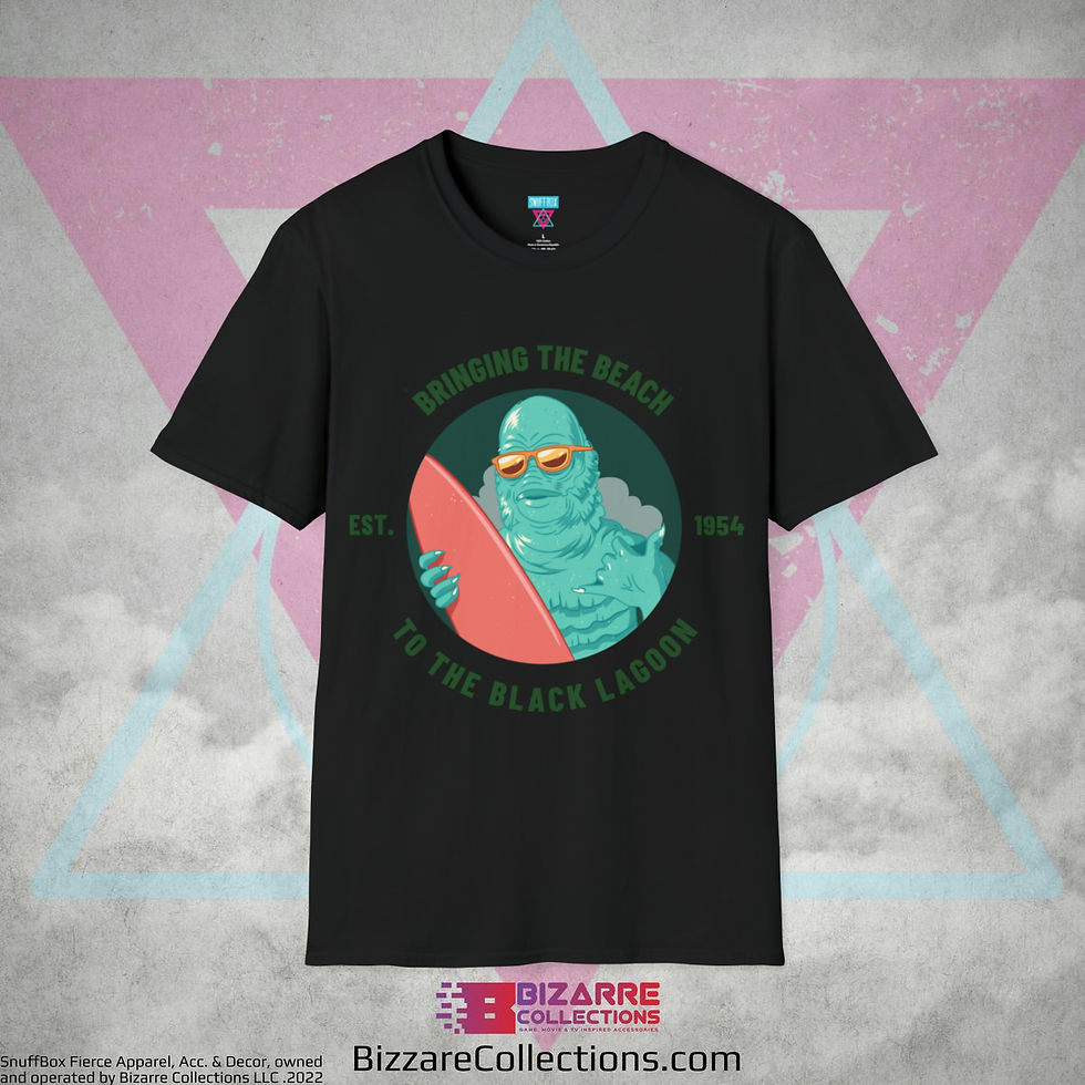 Miniatura: 'Bringing the Beach to the Black Lagoon' by Snuffbox Unisex Softstyle T-Shirt
