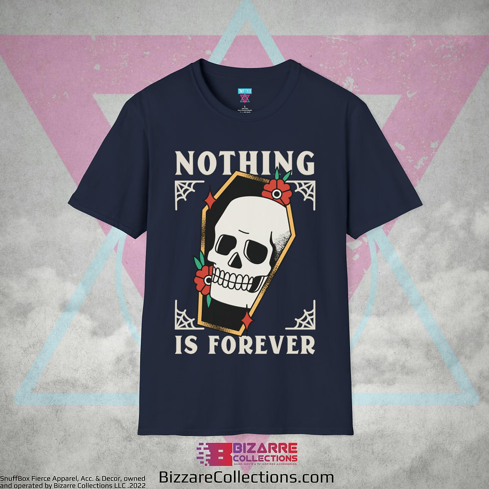 Miniatura: 'Nothing is Forever Skull Coffin' by Snuffbox Unisex Softstyle T-Shirt