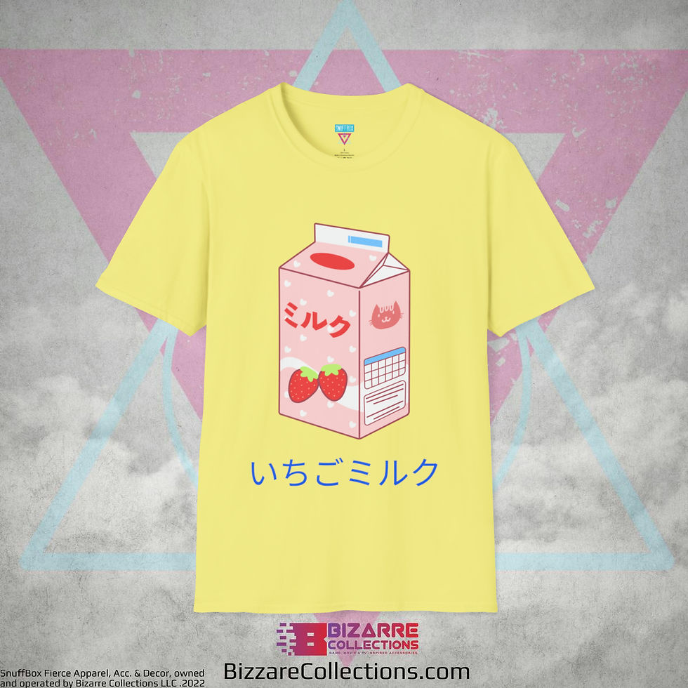 Miniatura: 'Strawberry Milk Box' by Snuffbox Unisex Softstyle T-Shirt