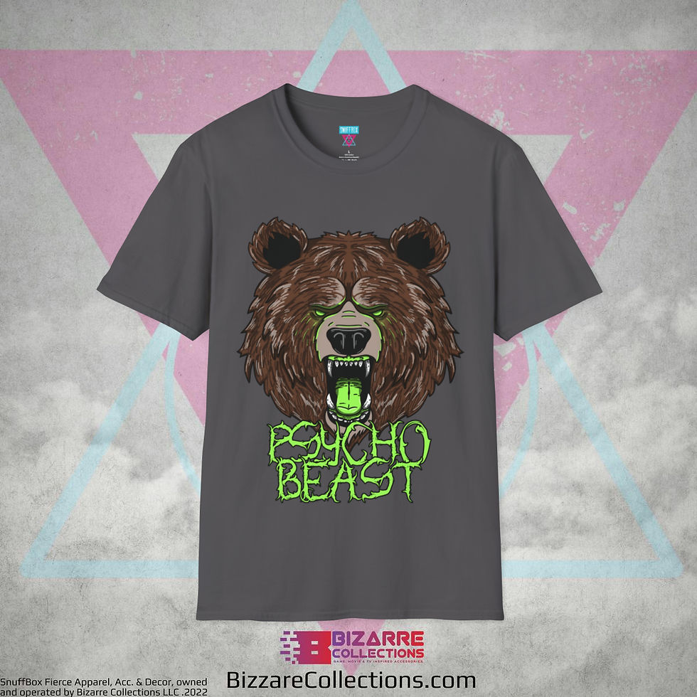 Thumbnail: 'Psycho Beast Bear' by Snuffbox Unisex Softstyle T-Shirt