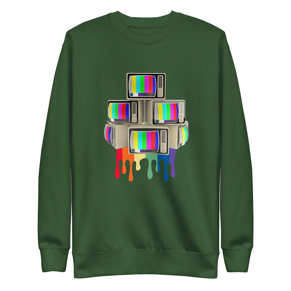 Miniatura: 'Retro Rainbows TVs' by Snuffbox Unisex Premium Sweatshirt